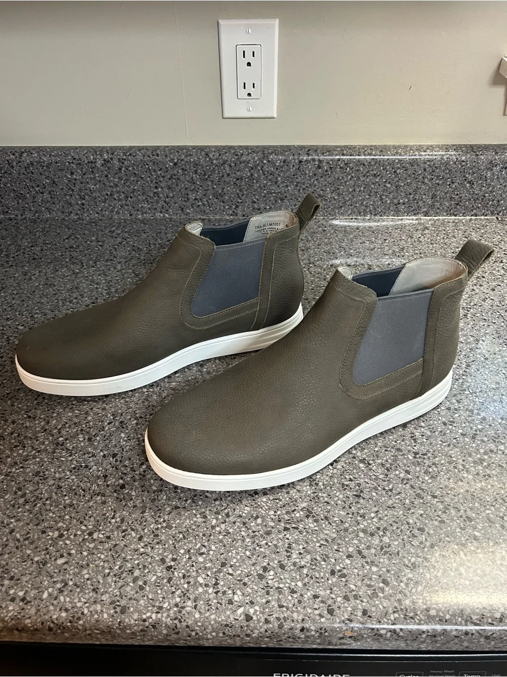 Traq by Alegria Olive Green Leather Chelsea Sneakers